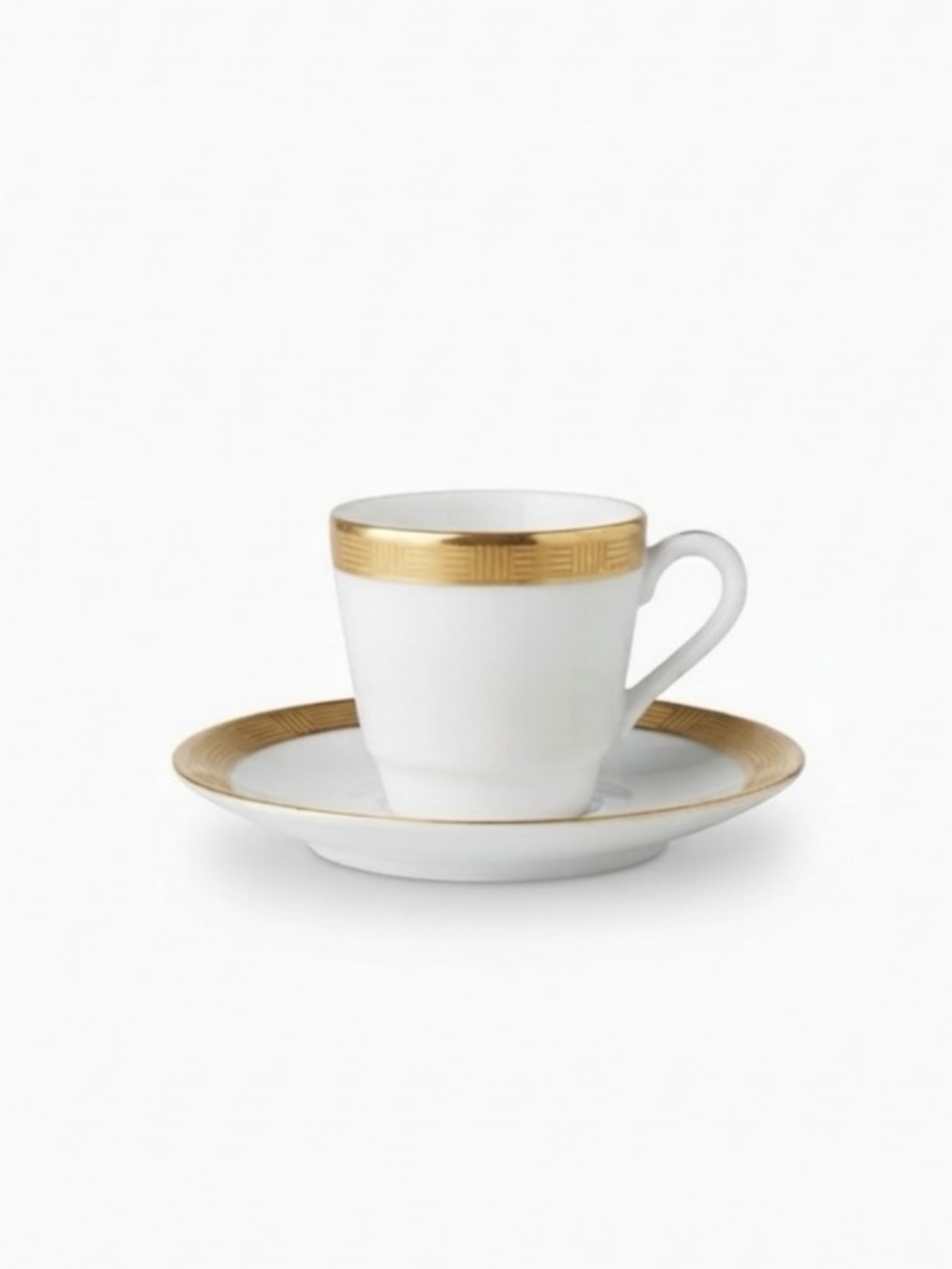 50s Richard Ginori Italy White & Gold Greek Key Espresso Cup and Saucer Set